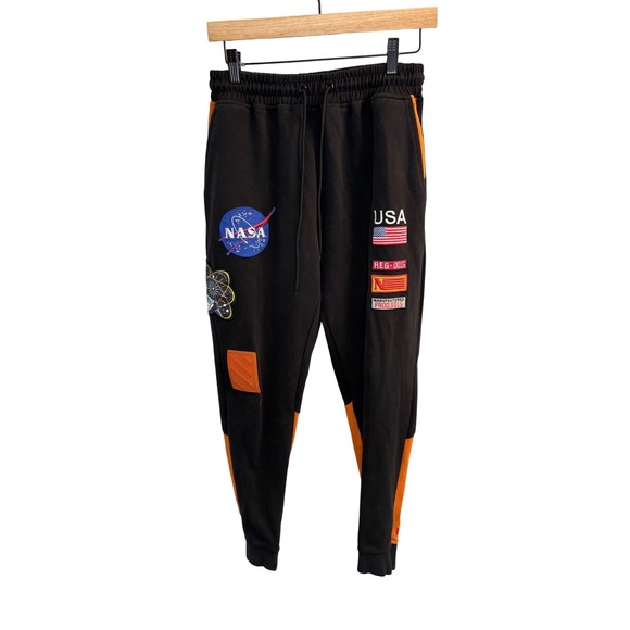 Hudson Outerwear Other - Hudson Outerwear NASA Jogger Sweatpants Mens Medium Black Orange Patches USA